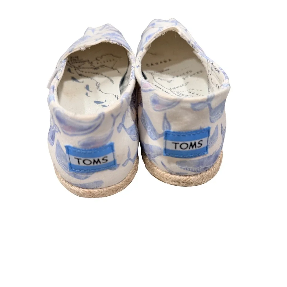 TOMS‎ Oceana Whale Print Canvas Espadrille Flats Women's Sz 6
